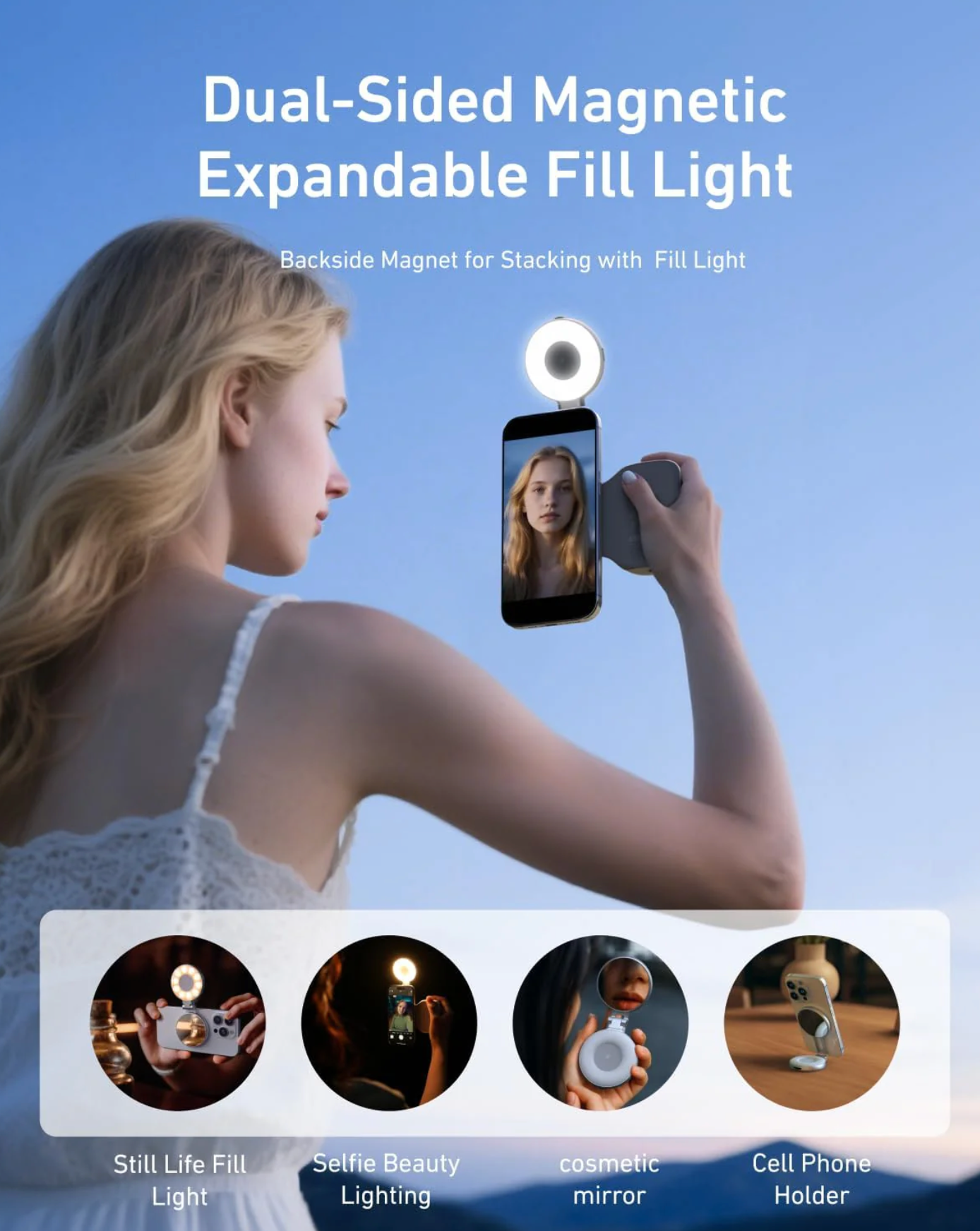 TELESIN Fun Shot Magnetic Camera Grip + Magnetic Selfie Light Combo
