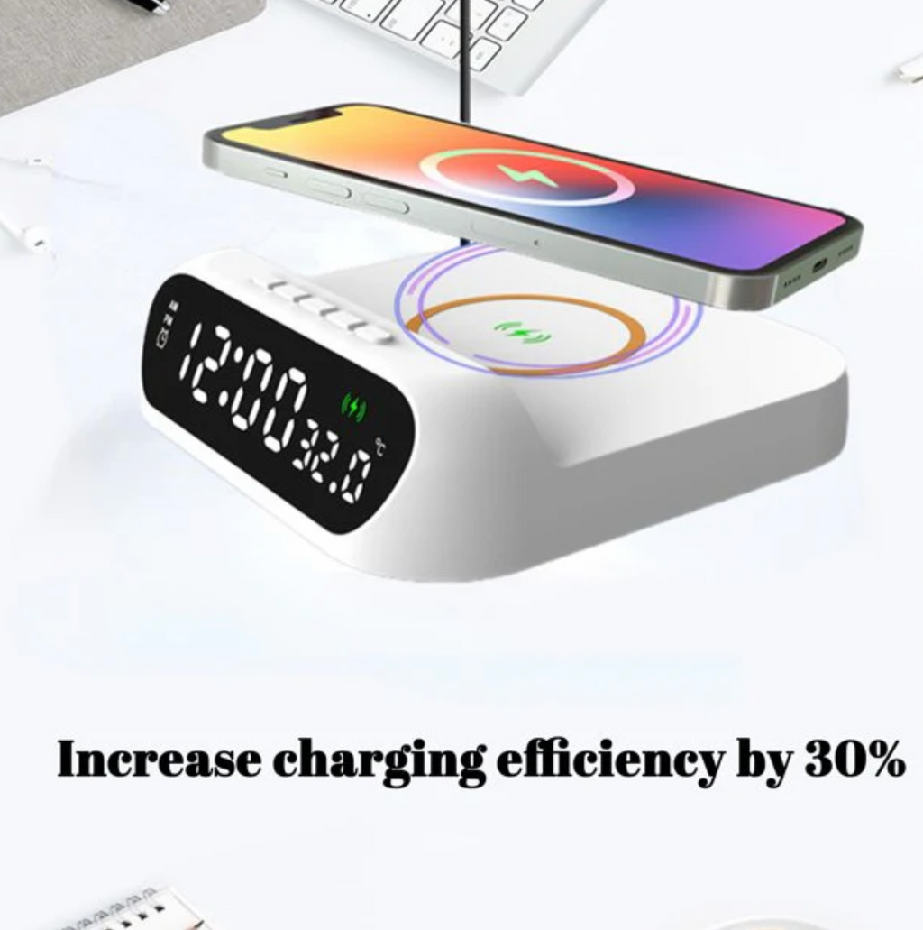 3 In-1 15W Wireless Charger Clock LED Digital Display Alarm Clock Temperature Display Wireless Charging Bracket
